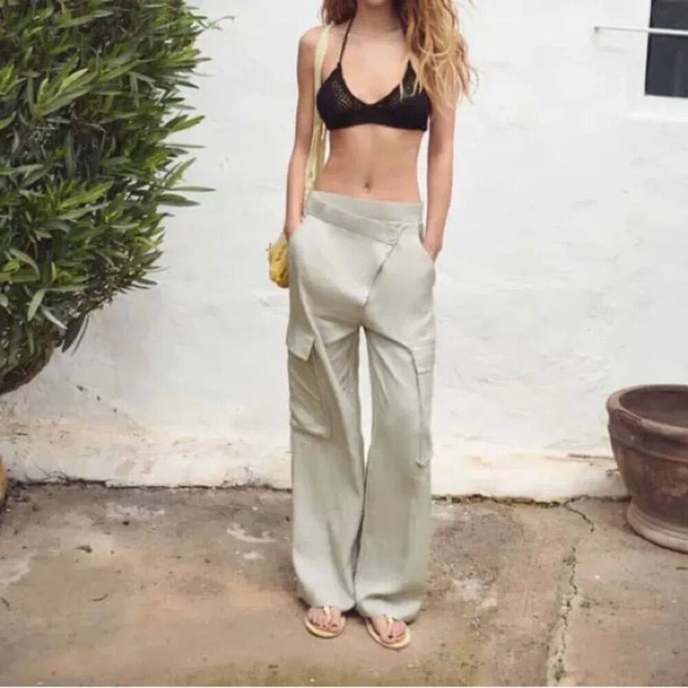 Zara CrissCross Cargo Pants Size Large NWT
